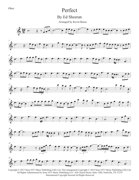 Perfect Easy Key Of C Oboe Sheet Music