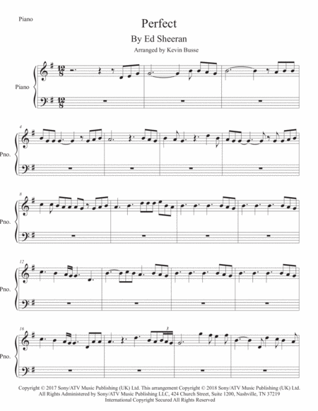 Perfect Easy Key Of C Piano Sheet Music