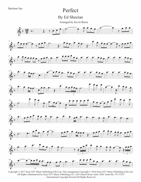 Perfect Original Key Bari Sax Sheet Music