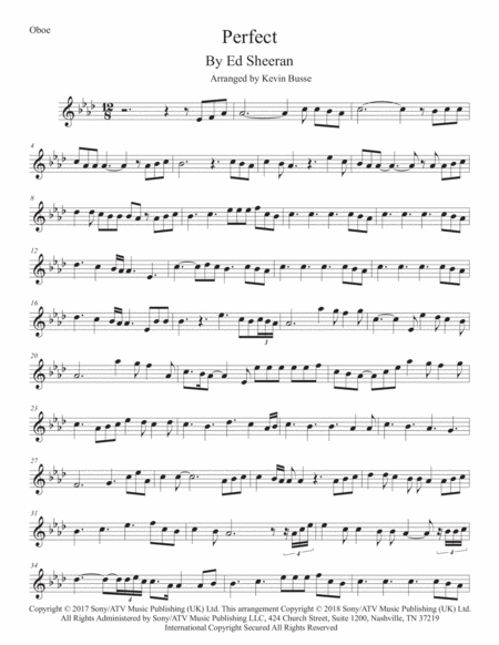 Free Sheet Music Perfect Original Key Oboe