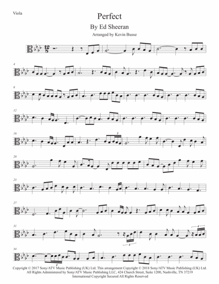 Free Sheet Music Perfect Original Key Viola