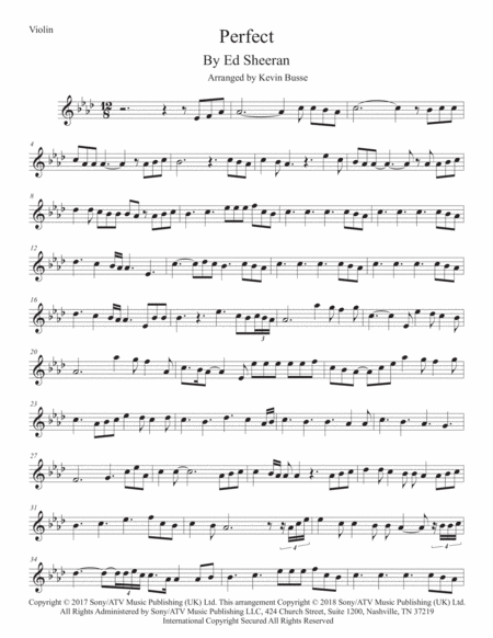 Free Sheet Music Perfect Original Key Violin