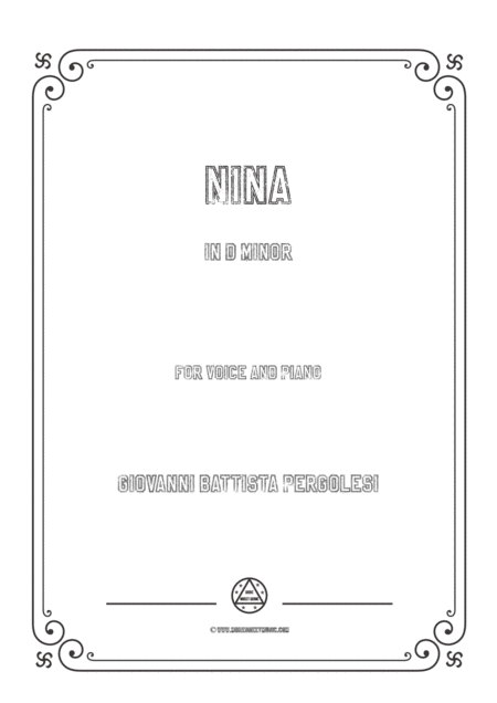 Pergolesi Nina In D Minor For Voice And Piano Sheet Music