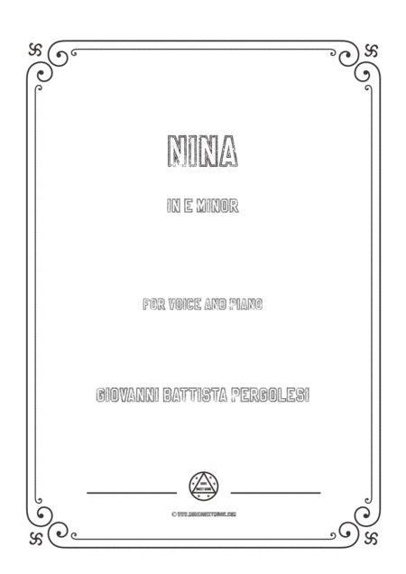Free Sheet Music Pergolesi Nina In E Minor For Voice And Piano