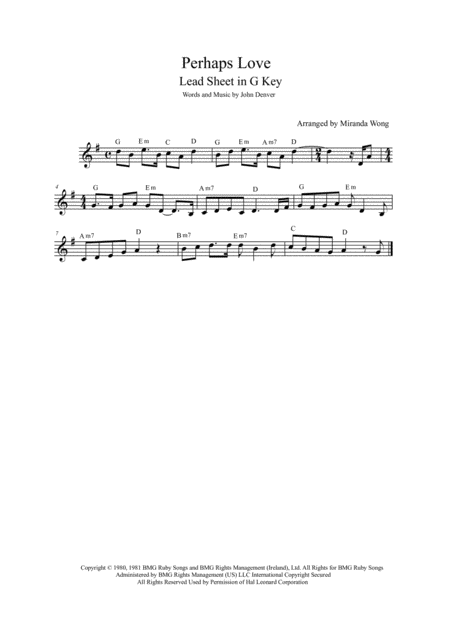 Perhaps Love Lead Sheet In 3 Keys With Chords Sheet Music