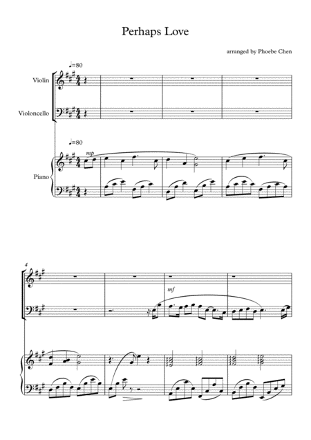 Perhaps Love Trio For Violin Cello And Piano Sheet Music