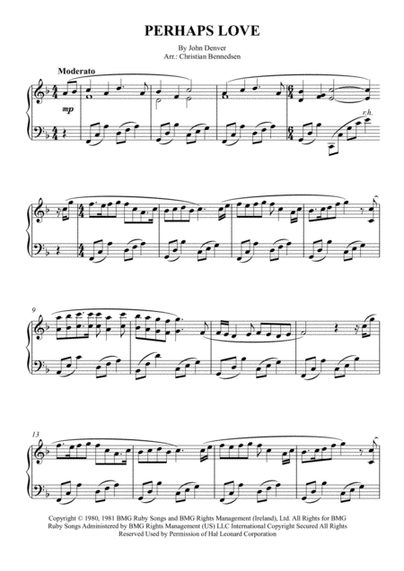 Free Sheet Music Perhaps Love