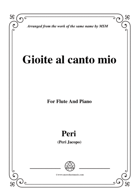 Peri Gioite Al Canto Mio For Flute And Piano Sheet Music