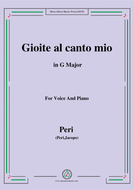 Peri Gioite Al Canto Mio In G Major Ver 1 From Euridice For Voice And Piano Sheet Music