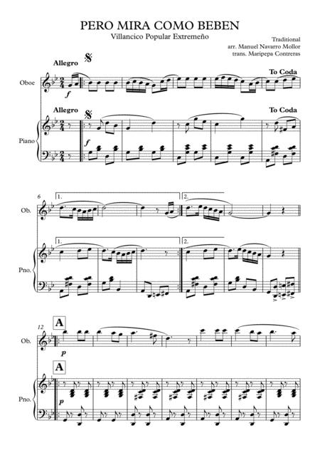 Pero Mira Como Beben Los Peces En El Ro Villancico Oboe Y Piano Sheet Music