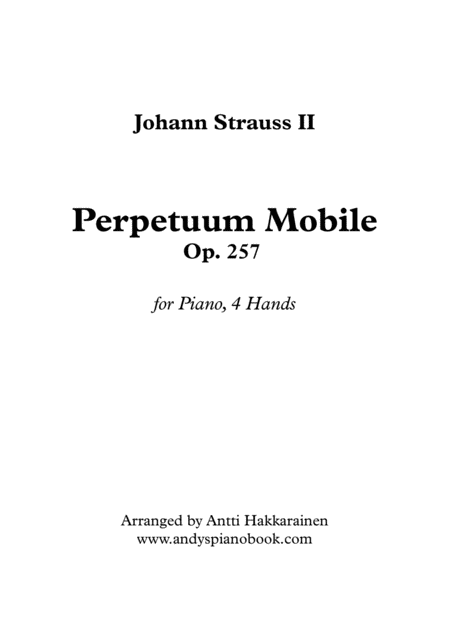Perpetuum Mobile Piano 4 Hands Sheet Music