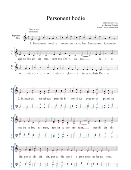 Free Sheet Music Personent Hodie Satb Version