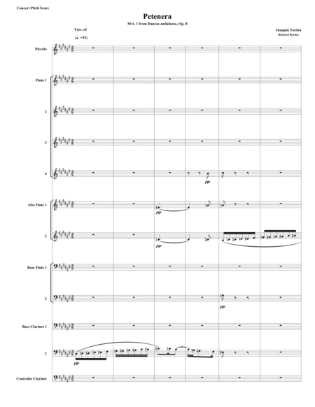 Free Sheet Music Petenera Mvt 1 From Danzas Andaluzas Op 8 By Juaqun Turina Flute Nonet 2bcl Calcl