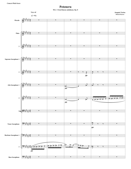 Petenera Mvt 1 From Danzas Andaluzas Op 8 By Juaqun Turina Saxophone Nonet 2fl Picc Sheet Music