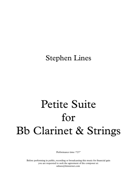 Petite Suite For Bb Clarinet Strings Sheet Music