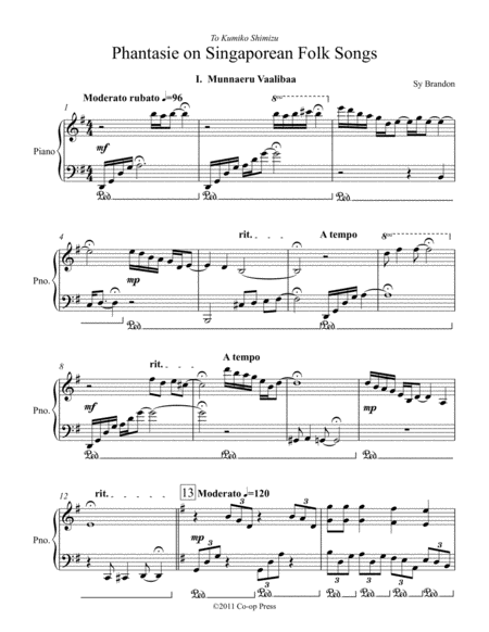 Free Sheet Music Phantasie On Singaporean Folk Songs