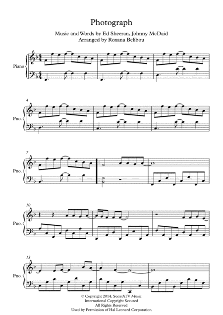 Free Sheet Music Photograph By Ed Sheeran Piano