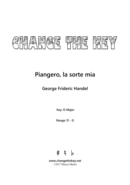 Free Sheet Music Piangero La Sorte Mia D Major