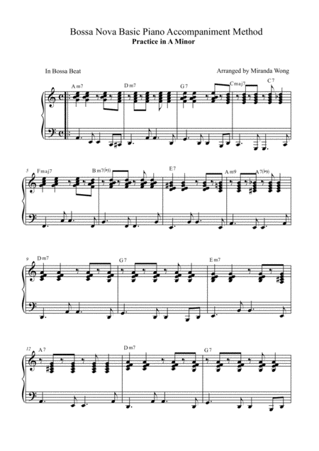 Piano Accompaniment For Bossa Nova No 1 In A Minor Jazz Lesson No 1 Sheet Music