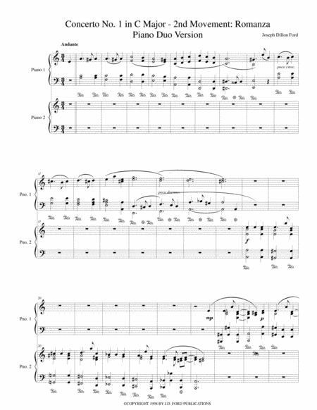 Free Sheet Music Piano Concerto No I In C Major Schroedingers Cat Piano Duo Version 2nd Movement
