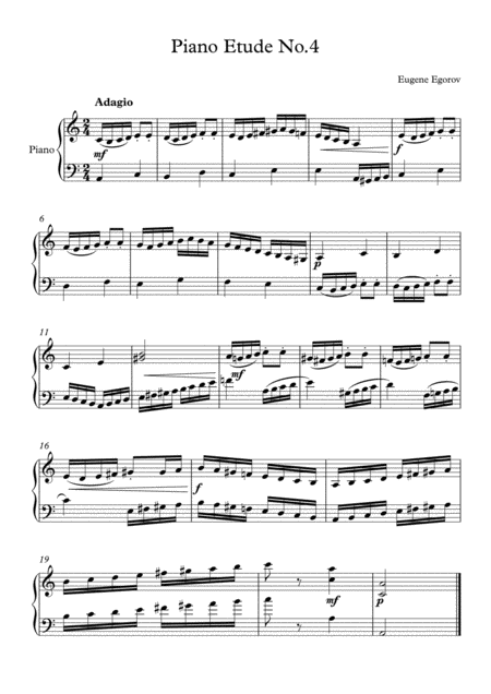 Piano Etude No 4 In A Minor Sheet Music