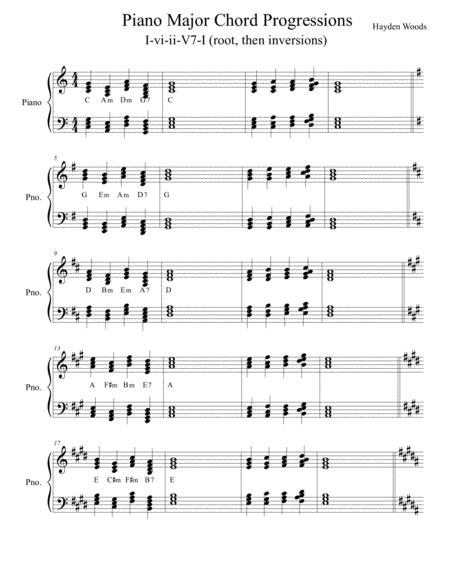 Piano Major Chord Progressions I Vi Ii V7 I Sheet Music