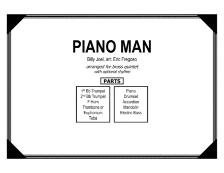 Piano Man For Brass Quintet Optional Rhythm Sheet Music