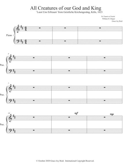 Piano Part For All Creatures Of Our God In King For Brass Quintet And Piano Sheet Music