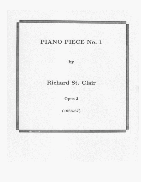 Piano Piece No 1 1966 1967 Sheet Music