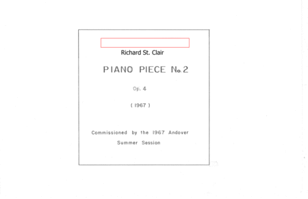 Piano Piece No 2 For Piano Solo 1967 Sheet Music