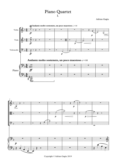 Free Sheet Music Piano Quartet Op 76