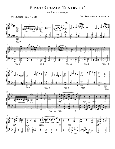 Piano Sonata B Flat Major Diversity Sheet Music