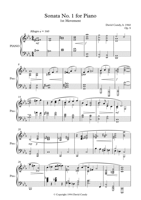 Piano Sonata No 1 Op 9 Full Score Sheet Music