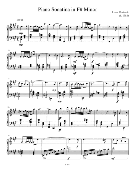 Free Sheet Music Piano Sonatina In F Minor