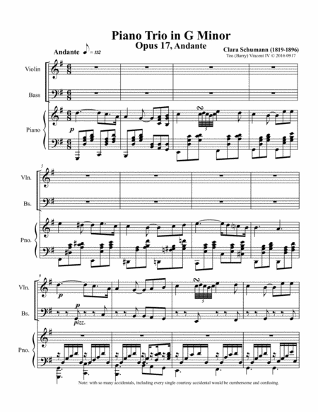 Piano Trio In G Minor Op 17 Adagio Arr For Double Bass Piano Violin Sheet Music