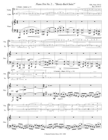 Piano Trio No 2 Shosty Bach Suite 2012 Rev 2013 Piano Sheet Music