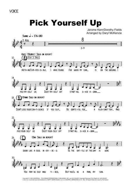 Pick Yourself Up Vocal With Jazz Combo 3 Horns Low Female Key F Sheet Music