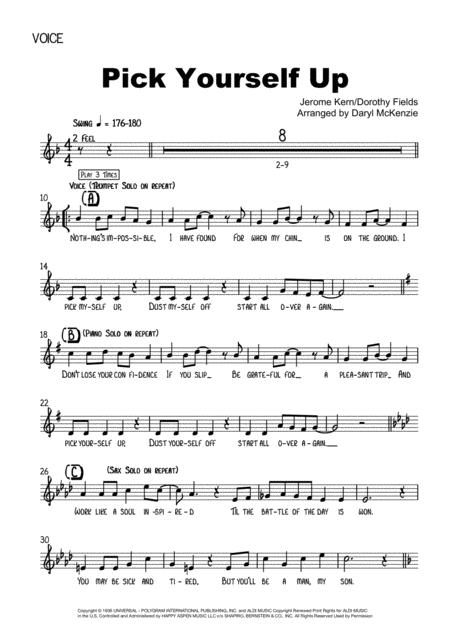 Pick Yourself Up Vocal With Jazz Combo 3 Horns Male Key Bb Sheet Music