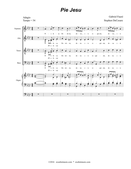 Pie Jesu For Satb And Organ Sheet Music