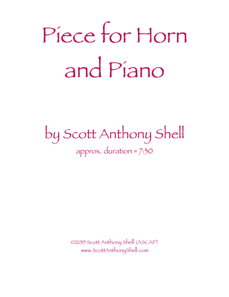 Piece For Horn And Piano Sheet Music