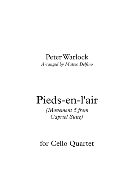 Pieds En L Air Movement 5 From Capriol Suite Cello Quartet Sheet Music