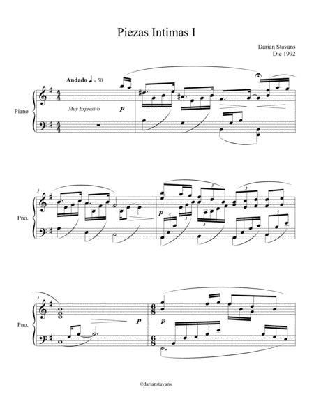 Piezas Intimas Sheet Music