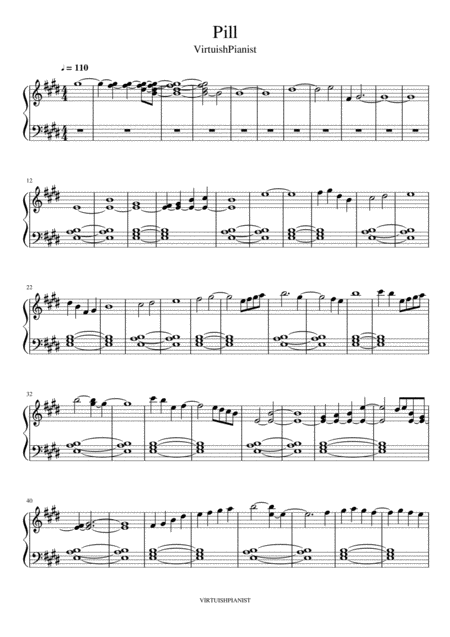 Pill Relaxing Music Easy Piano Sheet Music