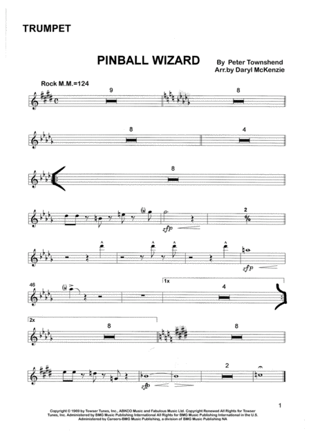 Free Sheet Music Pinball Wizard Vocal With Studio Band 4 Horns
