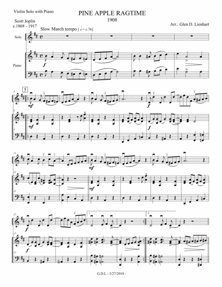 Pine Apple Ragtime String Sheet Music