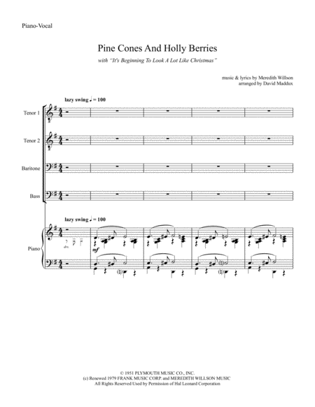 Pine Cones And Holly Berries With Its Beginning To Look Like Christmas Sheet Music