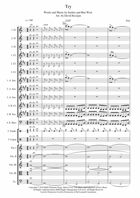 Free Sheet Music Pink Try Wind Trio And String Quartet