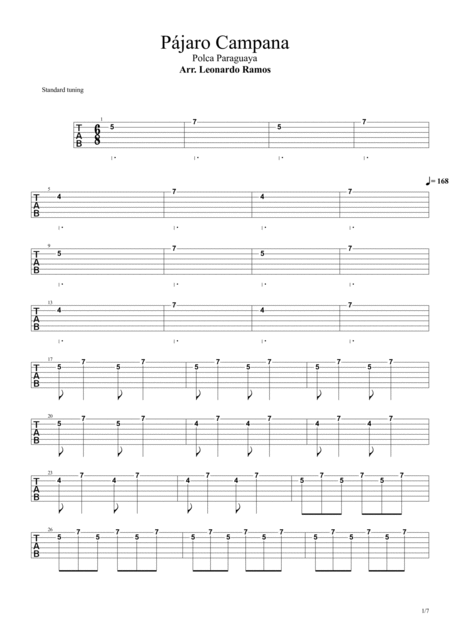 Free Sheet Music Pjaro Campana Bellbird Paraguayan Polka