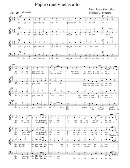 Pjaro Que Vuelas Alto Sheet Music