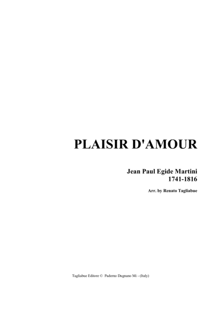 Plaisir D Amour Martini Arr For Piano Sheet Music